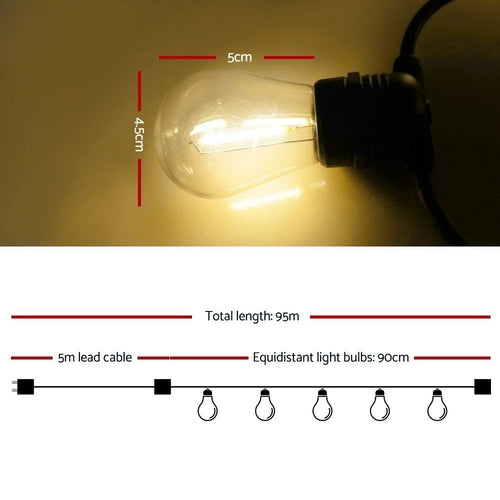95m LED Festoon String Lights Christmas Decorations Wedding Party