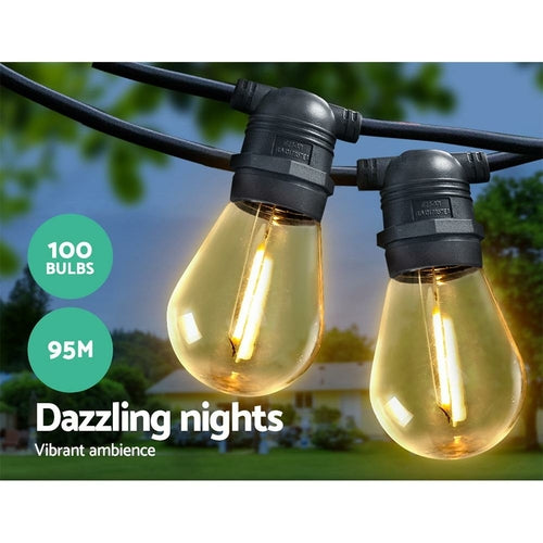 95m LED Festoon String Lights Christmas Decorations Wedding Party